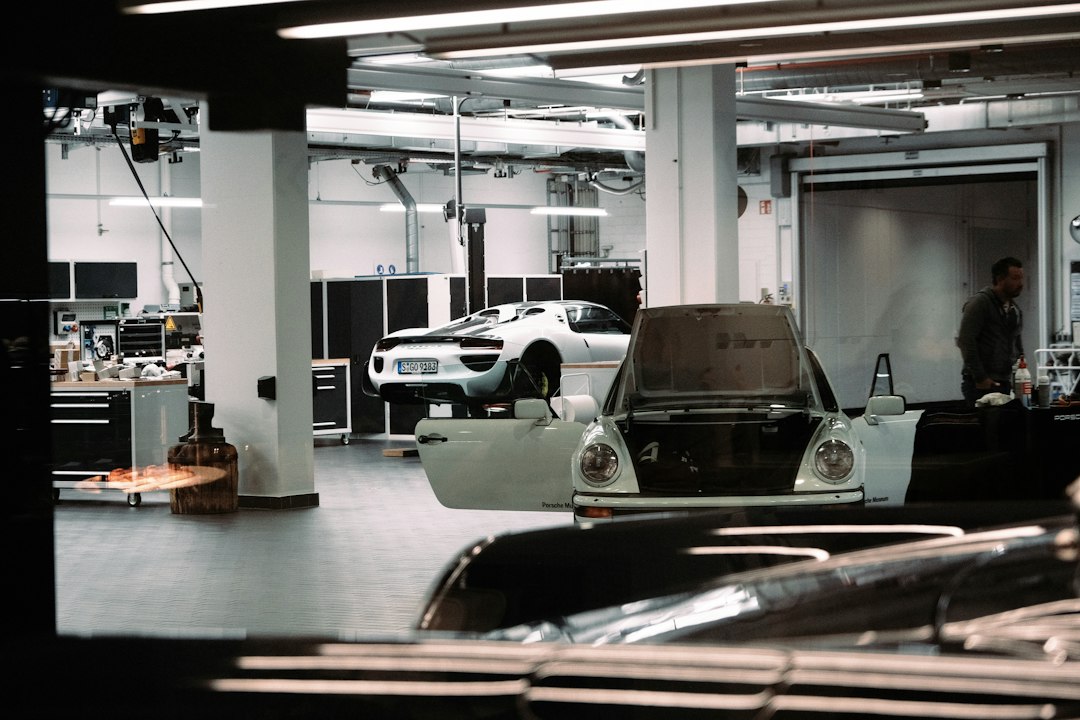 Interior of professional automotive service workspace