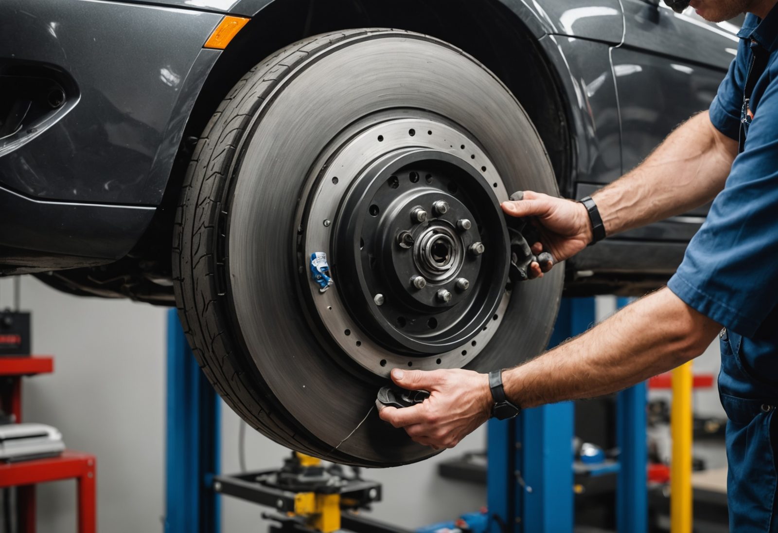Precision brake service work on a Ferrari with torque-checked fasteners